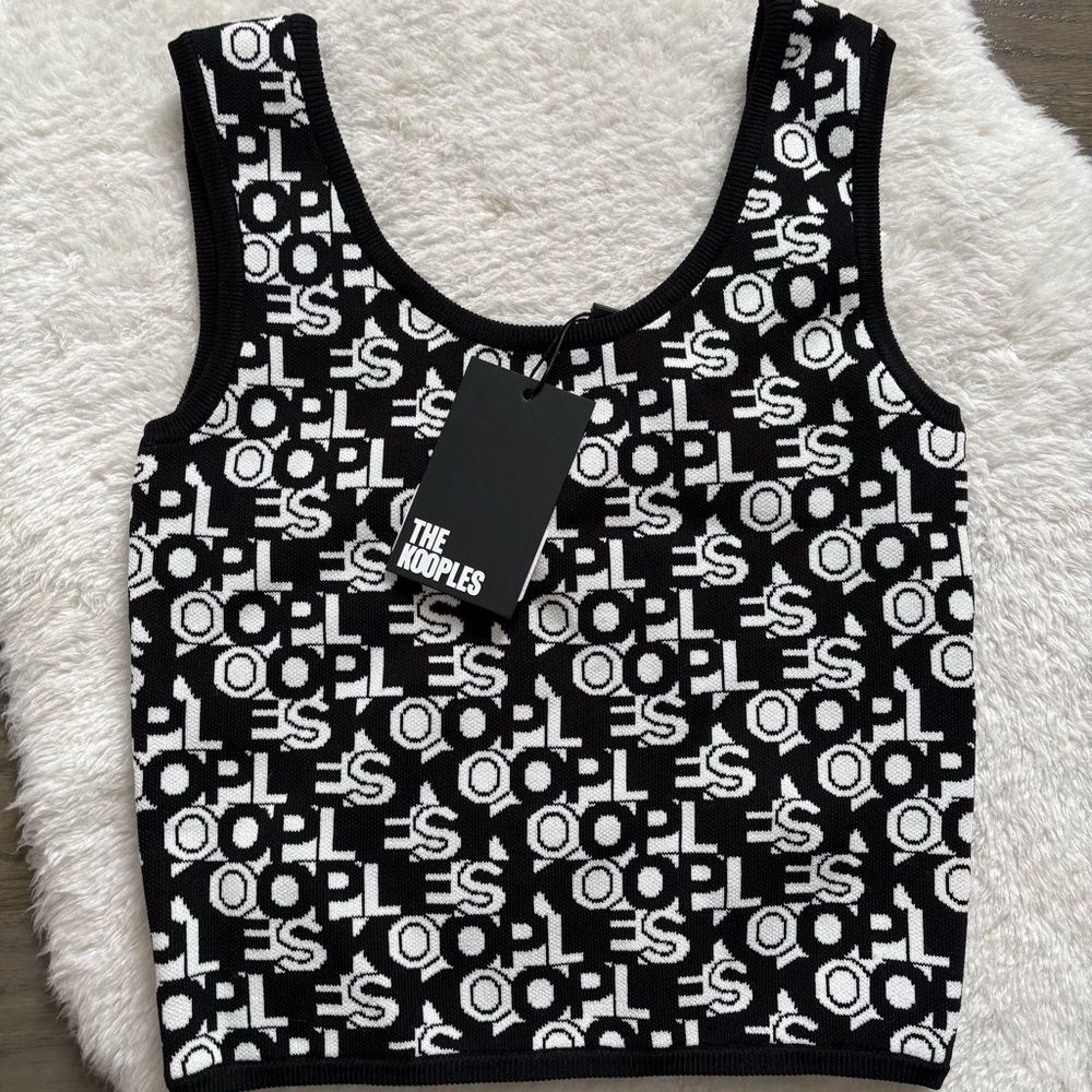 NWT THE KOOPLES black and white monochrome knit tank top - Picture 5 of 11